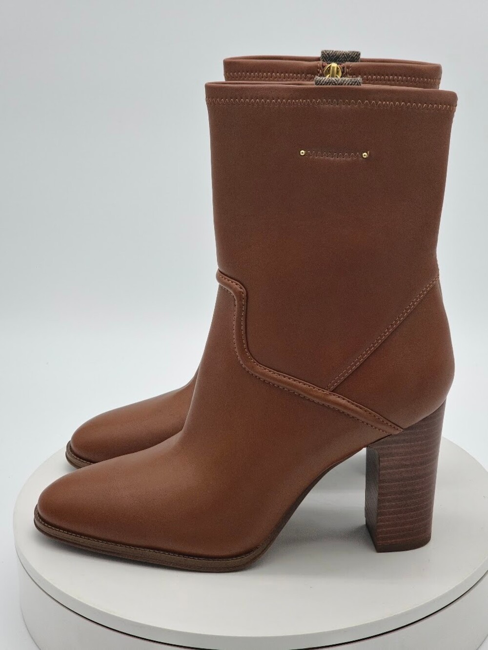 Franco Sarto Informa Women’s Cognac Brown Ankle Boots Block Heel Size 9.5 M NEW - Picture 5 of 10